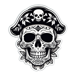 pirate skull sticker SVG PNG design with clean design elements