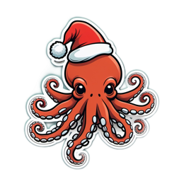 fantasy octopus santa SVG PNG design with clean design elements