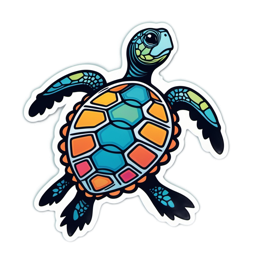 sticker turtle colorful SVG PNG design with clean design elements