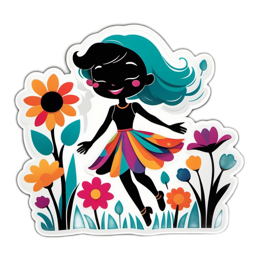 fantasy flower girl SVG PNG design with clean design elements, orange and pink floral elements