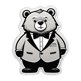 bear formalwear sticker SVG PNG design with clean design elements