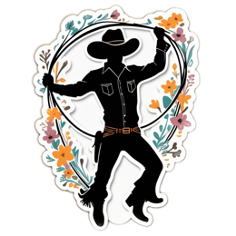 cowboy flower SVG PNG design with orange and pink floral elements