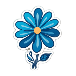 flower blue SVG PNG design with clean design elements, blue and yellow floral elements
