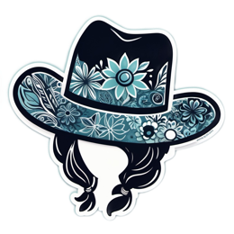 illustration floral hat SVG PNG design with clean design elements, black and white floral elements
