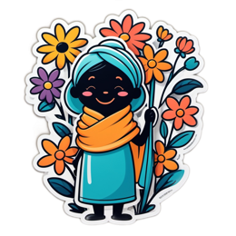 flowers character SVG PNG design with clean design elements, orange and pink floral elements
