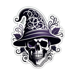 skull hat floral SVG PNG design with clean design elements, black and green floral elements