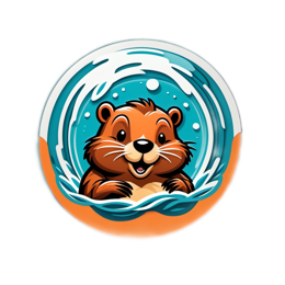 otter playful splash SVG PNG design with clean design elements