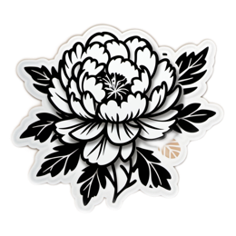 flower blackandwhite sticker SVG PNG design with clean design elements, black and white floral elements