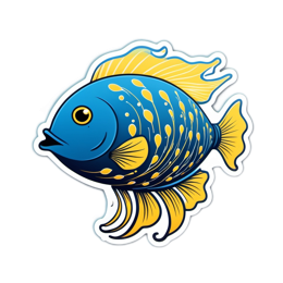animated fish sticker SVG PNG design with clean design elements