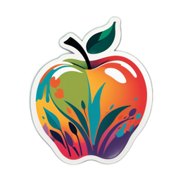 artistic apple sticker floral SVG PNG design with clean design elements, orange and green floral elements