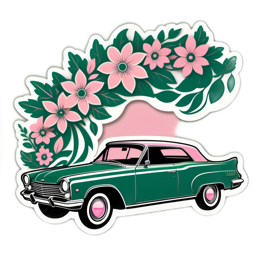 flower car SVG PNG design with pink and green floral elements