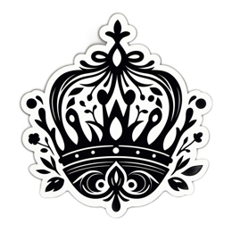 crown floral SVG PNG design with clean design elements, black floral elements