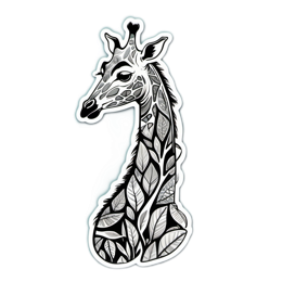 fantasy giraffe leaves SVG PNG design with black and white floral elements