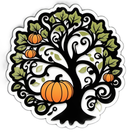 tree pumpkins SVG PNG design with clean design elements, black and orange floral elements