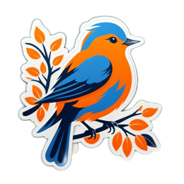 bird colorful leaves SVG PNG design with orange and green floral elements
