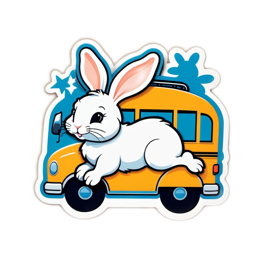 bunny bus sticker SVG PNG design with clean design elements