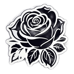 rose black white floral SVG PNG design with clean design elements, black floral elements