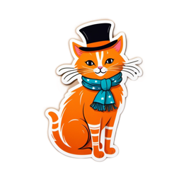 sticker cat hat SVG PNG design