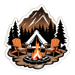 camping fire chairs SVG PNG design with clean design elements