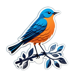 bird branch colorful SVG PNG design with clean design elements
