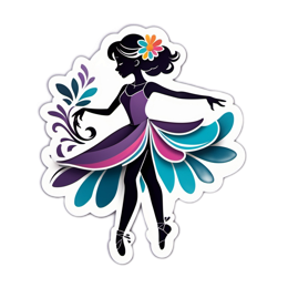 ballet dancer floral SVG PNG design with pink and purple floral elements