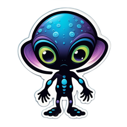 character sticker alien SVG PNG design with clean design elements