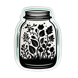 flower jamjar SVG PNG design with black and white floral elements