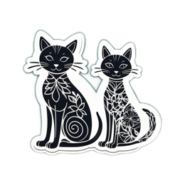 decoration artistic stickers floral SVG PNG design with black and white floral elements