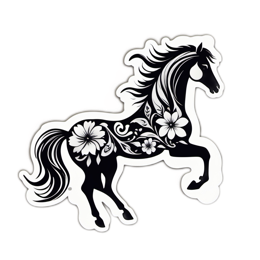 sticker flowerdesign floral SVG PNG design with black and white floral elements