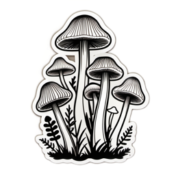 mushrooms blackandwhite sticker botanical SVG PNG design with clean design elements