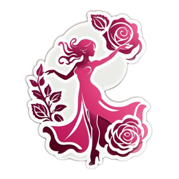 sticker roses flower SVG PNG design with clean design elements, white and pink floral elements