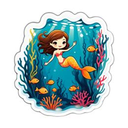 mermaid underwater scene SVG PNG design with clean design elements