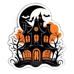 haunted house bats SVG PNG design with clean design elements