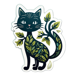 fantasy leafy cat SVG PNG design with clean design elements