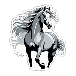horse blackandwhite sticker SVG PNG design with clean design elements