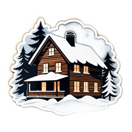 winter scenery cabin SVG PNG design with clean design elements