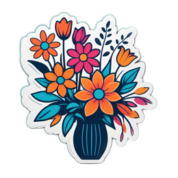 flower sticker vibrant SVG PNG design with clean design elements, orange and pink floral elements