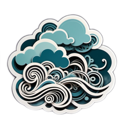 wave clouds SVG PNG design with clean design elements