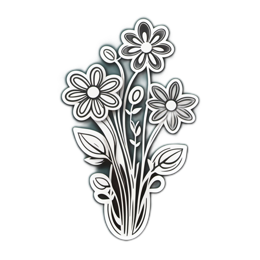 flowers vase bouquet SVG PNG design with clean design elements, black and white floral elements