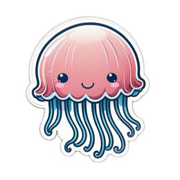sticker cute jellyfish SVG PNG design with clean design elements