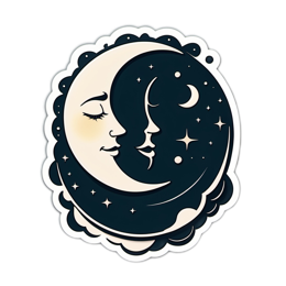 moon faces stars SVG PNG design with clean design elements