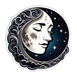 moon face stars SVG PNG design with clean design elements