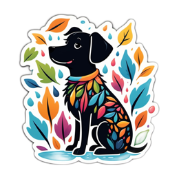 dog leaves SVG PNG design with clean design elements, black and orange floral elements