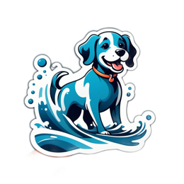 wave blue dog SVG PNG design
