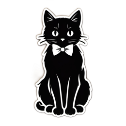 black cat bowtie SVG PNG design with clean design elements