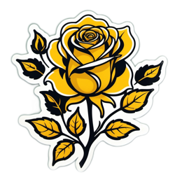 sticker yellowrose floral SVG PNG design with clean design elements, yellow floral elements