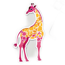 giraffe sticker floral SVG PNG design with pink and yellow floral elements