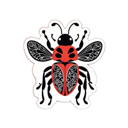 bee floral SVG PNG design with black and red floral elements