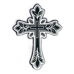 cross flower SVG PNG design with clean design elements, black and white floral elements