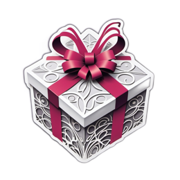 gift box wrapping floral SVG PNG design with clean design elements, white and pink floral elements